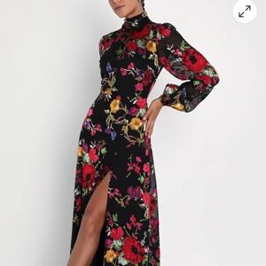 Lulu's Vibrant Floral Long Sleeve Dress